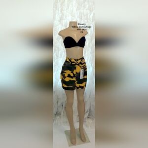 Kreamy Yellow Camouflage Mini Skirt 2X